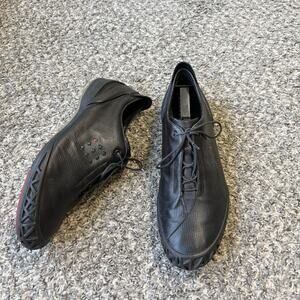 Ecco Mens 44 US 10-10.5 Black Leather Comfort Casual Sneakers Shoes Driving
